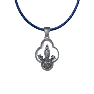 Vintage Sterling Silver Lourdes Medal, Our Lady with Roses