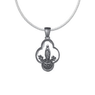 Vintage Sterling Silver Lourdes Medal, Our Lady with Roses
