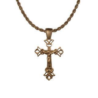 Vintage Bronze Delicate Two-Sided Crucifix