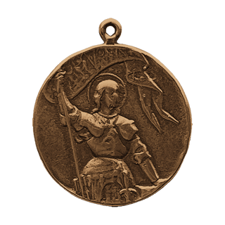 Vintage Bronze Joan of Arc with Crown and Sword