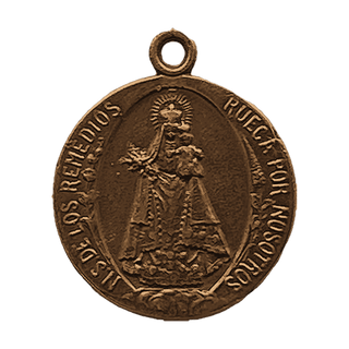 Vintage Bronze St. Michael and Our Lady of Remedies — reverse