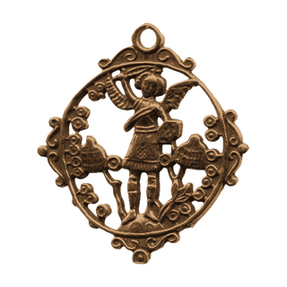 Vintage Bronze Winged Warrior Medal, St. Michael