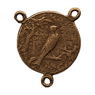Vintage Bronze St. Cecilia Rosary Center with Songbird — reverse