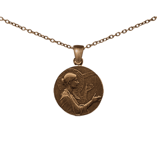 Vintage Bronze St. Cecilia Medal with Songbird