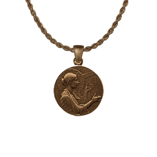 Vintage Bronze St. Cecilia Medal with Songbird