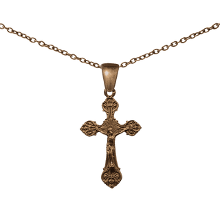 Vintage Bronze Elegant Floral Crucifix