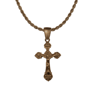 Vintage Bronze Elegant Floral Crucifix