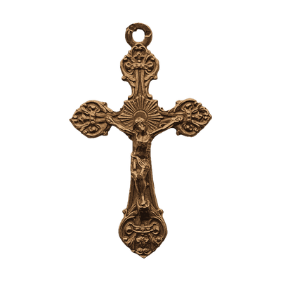 Vintage Bronze Elegant Floral Crucifix