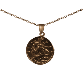 Vintage Bronze Road Medal: St. Christopher and Our Lady