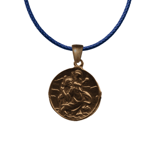 Vintage Bronze Road Medal: St. Christopher and Our Lady