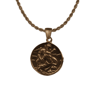 Vintage Bronze Road Medal: St. Christopher and Our Lady