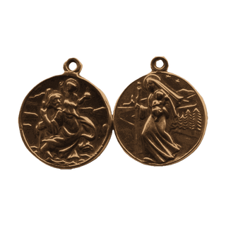 Vintage Bronze Road Medal: St. Christopher and Our Lady