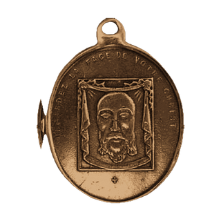 Vintage Bronze Seven Sorrows Medal with the Holy Face - reverse
