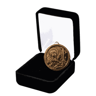 Vintage Bronze St. Rita Medal with Shrine Church