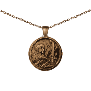 Vintage Bronze St. Rita Medal with Shrine Church