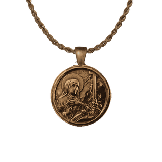 Vintage Bronze St. Rita Medal with Shrine Church