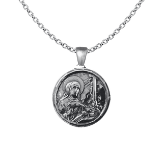 Vintage White Bronze St. Rita Medal with Shrine Church