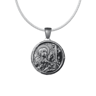 Vintage White Bronze St. Rita Medal with Shrine Church