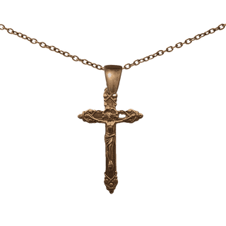Vintage Bronze Crucifix with Knotwork Terminals