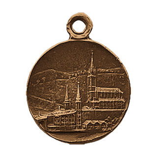 Vintage Bronze Rosa Mystica Medal with Basilica — reverse