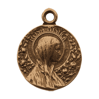 Vintage Bronze Rosa Mystica Medal with Basilica