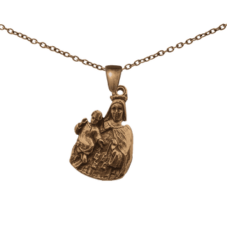 Vintage Bronze Madonna and Child Scapular Medal