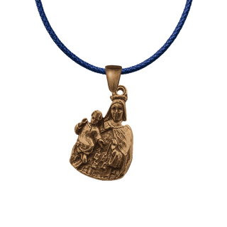 Vintage Bronze Madonna and Child Scapular Medal