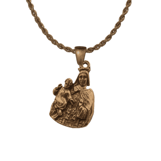 Vintage Bronze Madonna and Child Scapular Medal