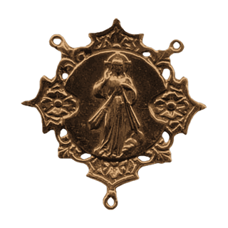 Vintage Bronze Divine Mercy Rosary Center
