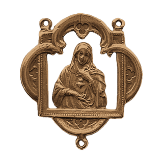 Vintage Bronze Immaculate Heart Rosary Center