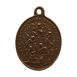 Vintage Bronze Guardian Angel Medal, French Legend — reverse