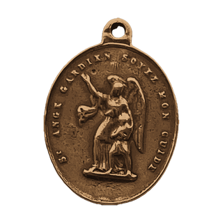 Vintage Bronze Guardian Angel Medal, French Legend