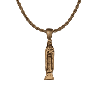 Vintage Bronze St. Therese Figural Pendant with Roses