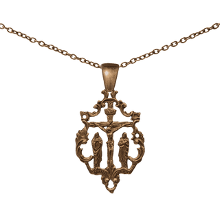 Vintage Bronze Openwork Calvary Crucifix Pendant