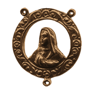 Vintage Bronze Praying Madonna Rosary Center