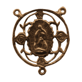 Vintage Bronze Our Lady of Guadalupe Rosary Center