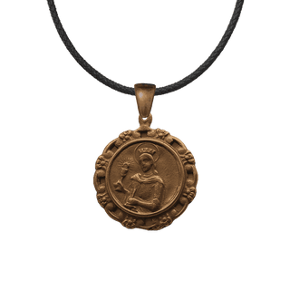 Vintage Bronze St. Barbara Medal with Floral Border