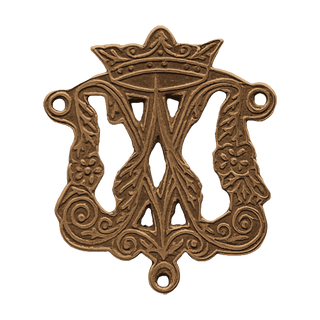 Vintage Bronze Crowned Marian Monogram Rosary Center