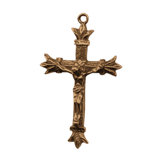 Vintage Bronze Three-Leaf Crucifix