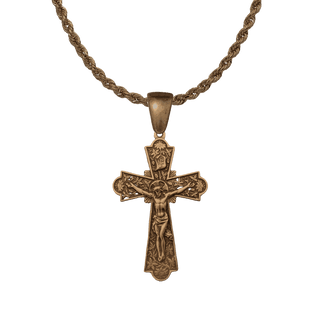 Vintage Bronze Flowering Crucifix