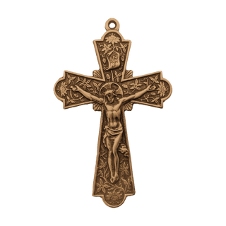 Vintage Bronze Flowering Crucifix