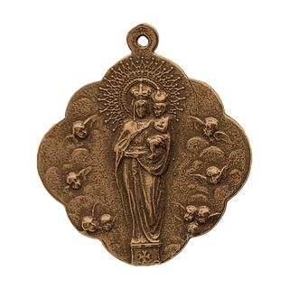 Vintage Bronze Crowned Madonna with Nine Angels Medal