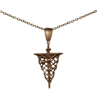 Vintage Bronze Openwork Crucifix with Sun and Moon