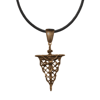 Vintage Bronze Openwork Crucifix with Sun and Moon