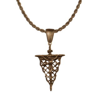 Vintage Bronze Openwork Crucifix with Sun and Moon