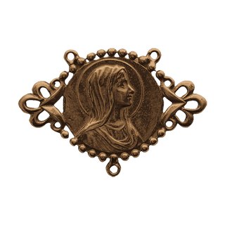 Vintage Bronze Large Mary Profile Rosary Center