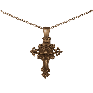 Vintage Bronze Crucifix with Rayed Crossing and INRI