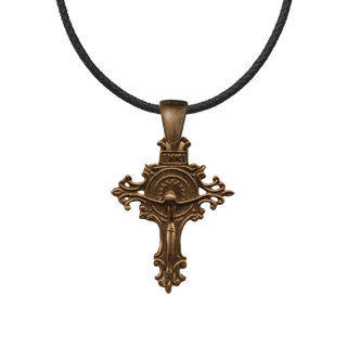 Vintage Bronze Crucifix with Rayed Crossing and INRI