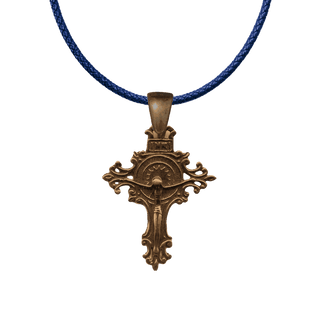 Vintage Bronze Crucifix with Rayed Crossing and INRI