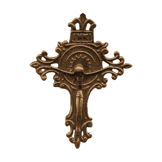 Vintage Bronze Crucifix with Rayed Crossing and INRI